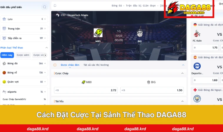 Thể Thao DAGA88 3 Hướng dẫn thao tác đặt cược nhanh chóng và chính xác